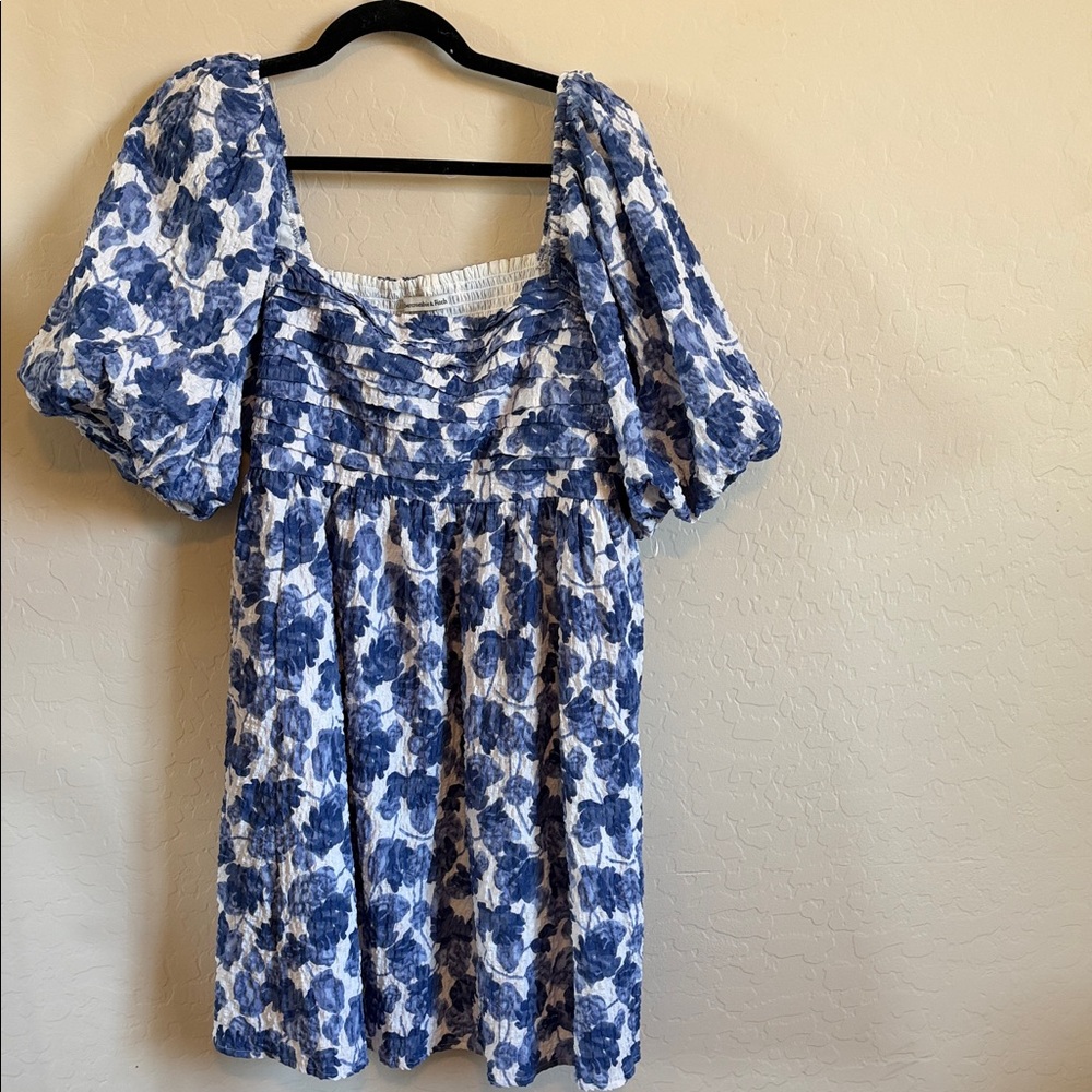Abercrombie & Fitch Blue Floral Puff-Sleeve Dress - Picture 3 of 5